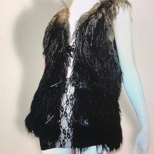 Ombre black Faux Fur Vest gilet